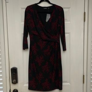 🆕 LAUREN RALPH LAUREN Floral Faux Wrap Dress - 12 NWT